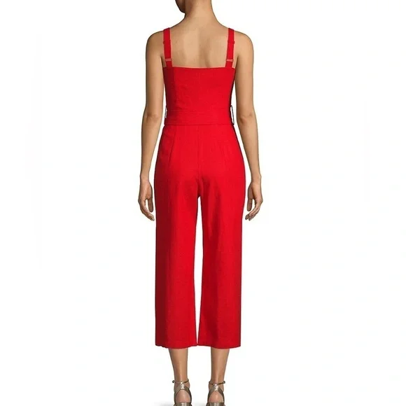 STAUD Bay Cropped Red Jumpsuit - Picture 3 of 15